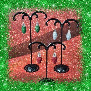 Glittery Holiday Light‎ Bulb Earrings Set of 3 (NWOT)